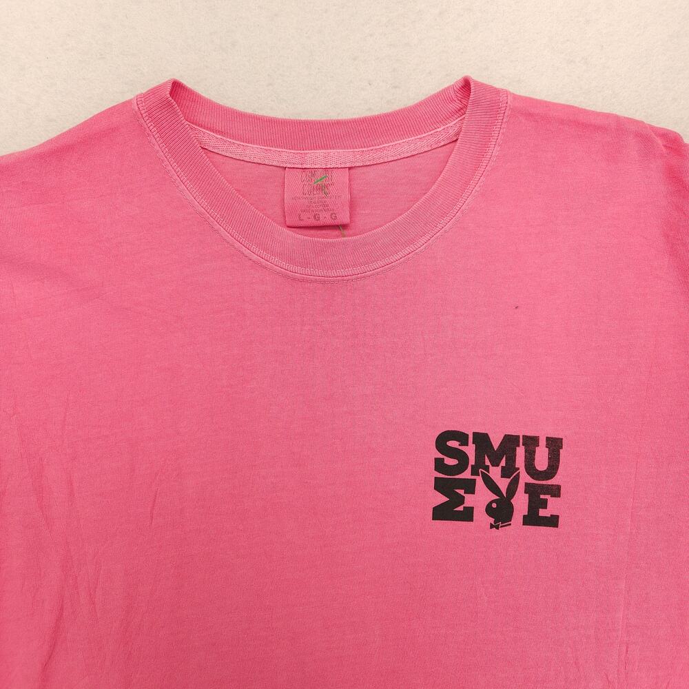 Playboy Graphic Casual Short Sleeve Crew Neck T Shirt Mens Size L Pink 16954